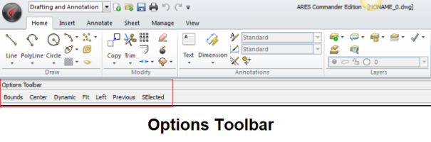 Options toolbar